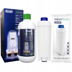   Delonghi Ecodecalk DLSC500 decalcificante 500 ml + filtro acqua per macchina da caffè AquaFloow Longi bianco