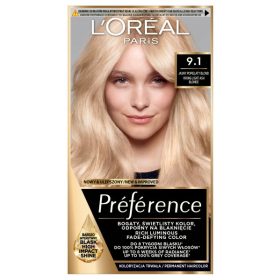    Tintura permanente per capelli L'Oreal Paris Preference 9.1 Oslo Light Ash Blonde con un balsamo nutriente con filtro UV e un derivato della vitamina E