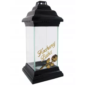    Candela da cappella ZPZ LS2/1 con rosa, nera e argento, 31 cm
