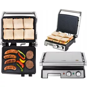    Contact, panini, grill elettrico pieghevole Lund 67457 argento/grigio 2000 W