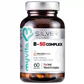   MYVITA SILVER Complesso di Vitamine B-50, 60 Capsule - Adatto a Vegetariani e Vegani