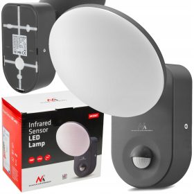    Lampada da parete da giardino Maclean tonalità grigio e argento con sorgente LED integrata da 15 W + SCATOLA IMBALLAGGIO IN CARTONE