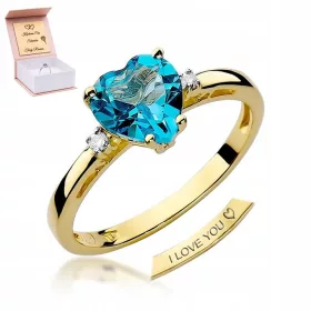    Anello di fidanzamento in oro 585 con cuore, topazio e diamanti di qualsiasi dimensione