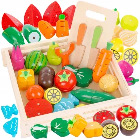    Kinderplay in legno frutta e verdura multicolore da tagliare con calamita