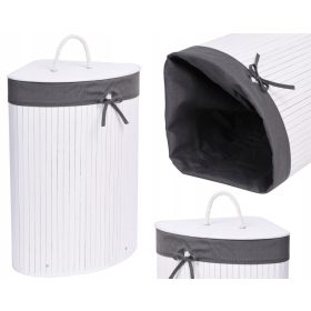    Portabiancheria da appoggio Gockowiak da 60 l, bianco, sfumature di grigio e argento