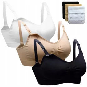   PM allattamento senza cuciture in poliammide taglia S/M + set estensibili per reggiseno 3 pezzi di reggiseno