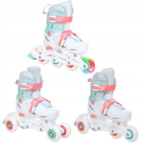   Pattini a rotelle Croxer Inez 3in1, bianchi, turchesi e rosa, taglie 30-33