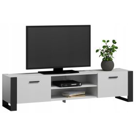 Porta TV da terra ALBA, 185 cm, cassettiera, bianco e nero