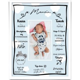  IMPLICAZIONE con foto Compleanno Battesimo w5 CORNICE A3