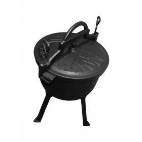    Bollitore in ghisa, pentola da caccia ungherese, arrosti per il fuoco da campo, griglia, 10L