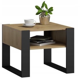    Tavolino rettangolare Matkam Kaja 60 x 63,6 x 50 cm nero, rovere artigianale