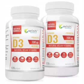  Vitamina D3 4000IU 100µg + Prebiotico - Integrazione Avanzata per Vegetariani e Vegani - Wish Pharmaceutical