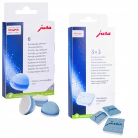    Compresse detergenti per bollitori e macchine da caffè Jura 62715 6 pz + Compresse decalcificanti per macchine da caffè Jura Compresse decalcificanti