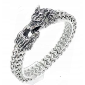  BRACCIALE LUPO DA UOMO, ACCIAIO INOSSIDABILE 316L
