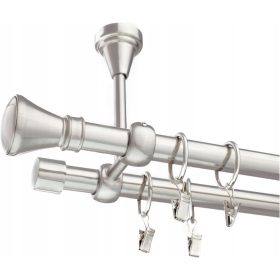   BASTONE PER TENDE DA SOFFITTO ARGENTO IN ACCIAIO 19mm 300cm DOPPIO