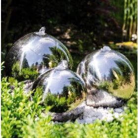  Fontana da giardino con sfere in acciaio inox 28-48