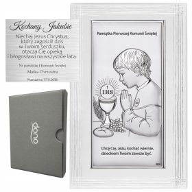    Quadretto in argento per la Prima Comunione da bambino con incisione