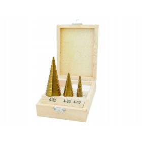 FRESE A GRADINO 3 pz CONICHE 4-12 4-20 4-32mm