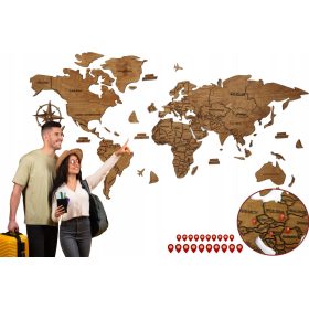  Mappamondo in legno Decorazione murale 120 cm
