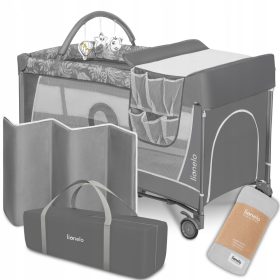    Lettino da viaggio Lionelo 65 x 125 cm tonalità grigio e argento + COPERTA WRAP BAMBOO LIONELO BAMBOO pannolino
