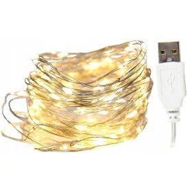  LAMPADE su FILO 100 LED per USB, lunghezza 10 m CALDE