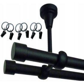    BASTONE PER TENDE DA SOFFITTO DOPPIO, NERO Fi19/300cm alamari