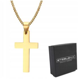  CIONDOLO A CROCE IN ACCIAIO 316L PLACCATO ORO/ORO