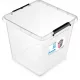  CONTENITORE IN PLASTICA con coperchio, grande scatola organizer con serratura per giocattoli, 36 L