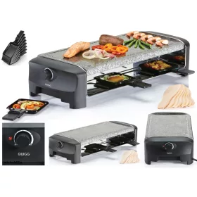    PIASTRA IN PIETRA QUIGG Raclette 8 padelle STONE & GRILL Party 1300W 8 persone