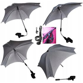    Ombrello da passeggino, ombrello quadrato con portabicchiere, 82 cm, grigio