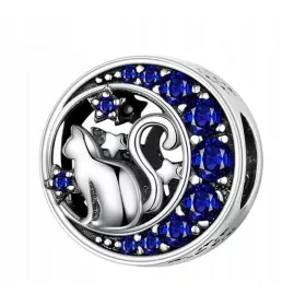  CHARMS ciondolo gatto zirconi argento granato S925