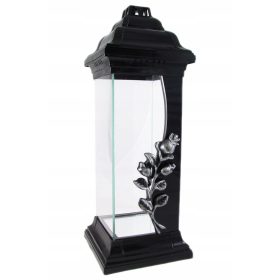  Candela bianca con rosa ZPZ, 38 cm