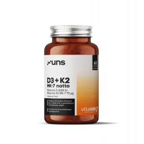  UNS D3+K2 MK-7 NATTO: Integratore di Vitamina D3 e K2 per la Salute delle Ossa