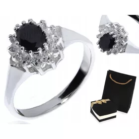    Anello in argento* marchesa nera* zirconi* regalo per ragazze* 18 anni LgSP543