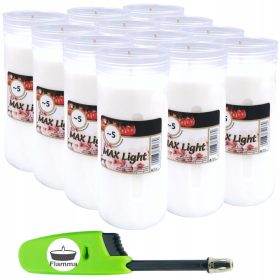   12× Inserto in paraffina per candele Maxlight 16 cm + Accendicandele retrattile in omaggio!