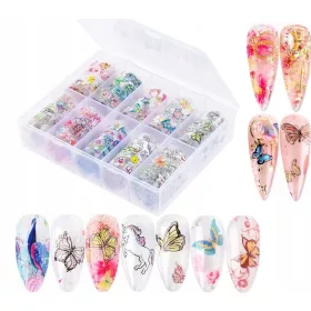  10 x SET DI LAMELLE DI TRASFERIMENTO - FIORI DI FARFALLA 04