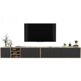  Porta TV sospeso Cassettiera Loft TV Nero MAT 300