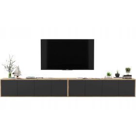  Cassettiera sospesa porta TV Loft 300 cm Nero MAT