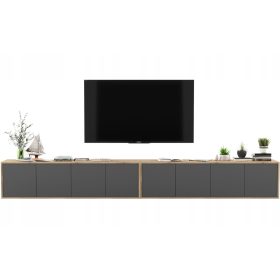  Pensile Loft, cassettiera RTV, grafite MAT, 300 cm