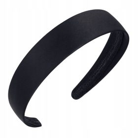  FASCIA PER CAPELLI CLASSICA IN RASO LISCIO, NERA