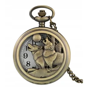  BELLISSIMO OROLOGIO DA TASCA CON LUNA PIENA DEI LUPI