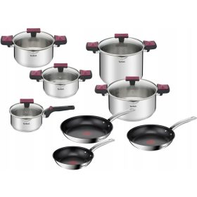   Set di Pentole e Padelle TEFAL Cook&Clip e Intuition, 13 Pezzi, Acciaio Inox e Rivestimento in Titanio
