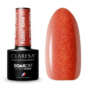    CLARESA SMALTO IBRIDO UV/LED GLITTER ARANCIONE FALLIN' LOVE 11