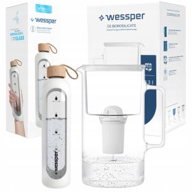    Caraffa filtrante Wessper D2 Borosilicate Aquaclassic 3,3 l bianca + bottiglia Wessper 1000 ml