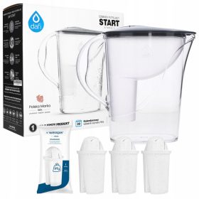    Caraffa filtrante Dafi Start Classic 2,4 l argento/grigio + 3× Inserto filtrante per la caraffa standard Wessper Aquaclassic 1 pz.