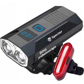    Luce per bicicletta Spectre 900 lm USB + Luce per bicicletta Spectre YQ-Y19 120 lm Batteria