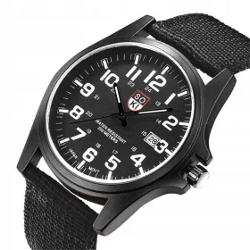    , orologio militare Soki, datario, cinturino in tessuto, quadrante nero