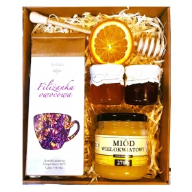 CESTINO REGALO REGALO MIELE, CUCCHIAIO, TÈ