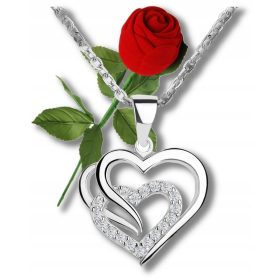    Ciondolo in argento 925 con catena a tre cuori Festa della mamma Amore AMORE