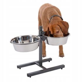    Supporto per ciotola sospeso in metallo Lupipets, argento, 2,8 l